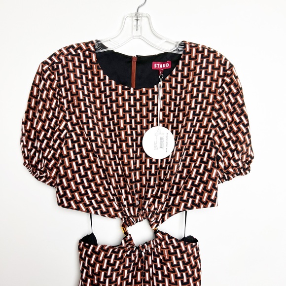 NWT STAUD Epona Cutout Printed Jersey Mini Dress M - Picture 3 of 11